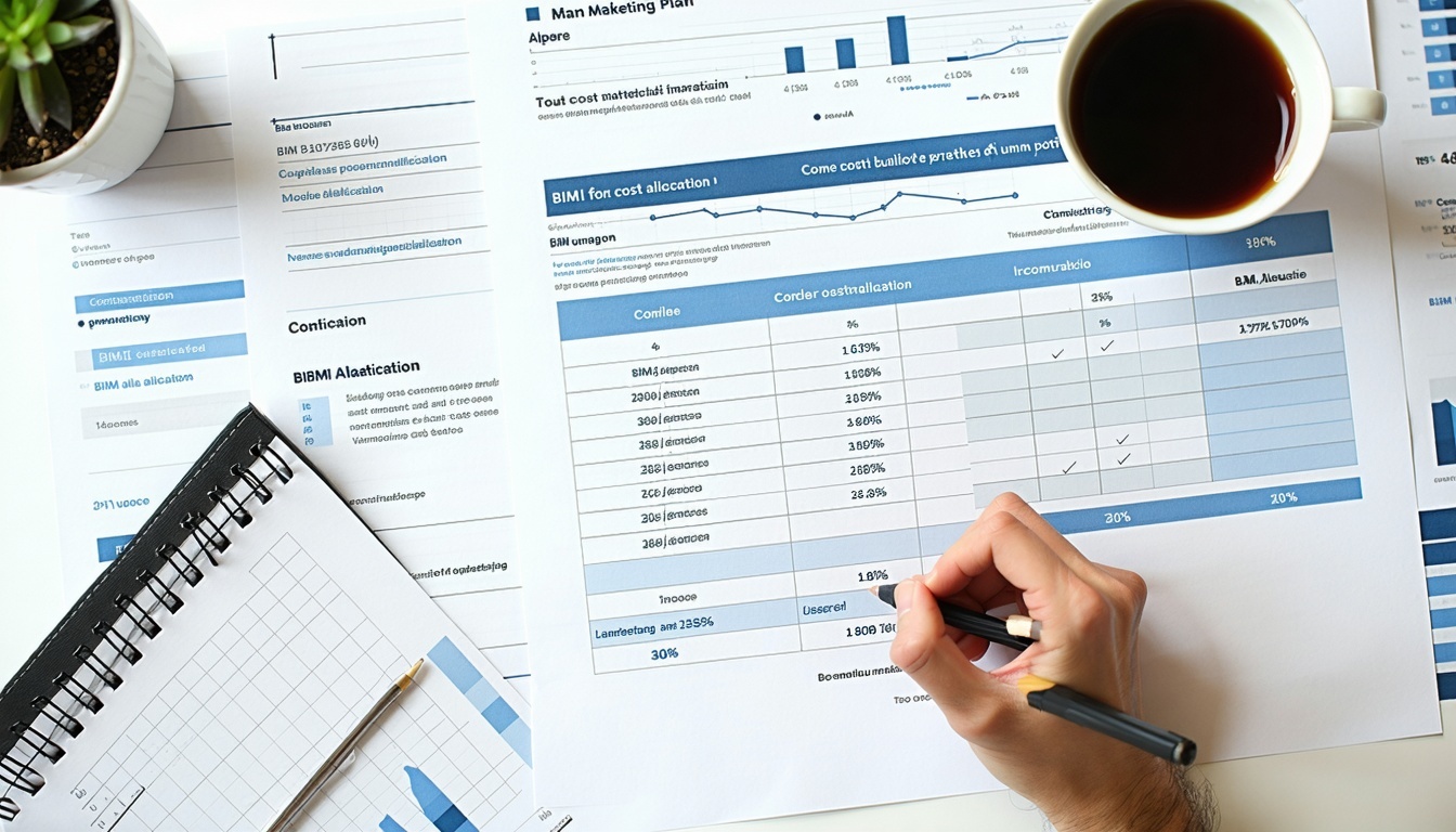 En markedsføringsplan på bordet med BIMI-kostnadsfordeling-1