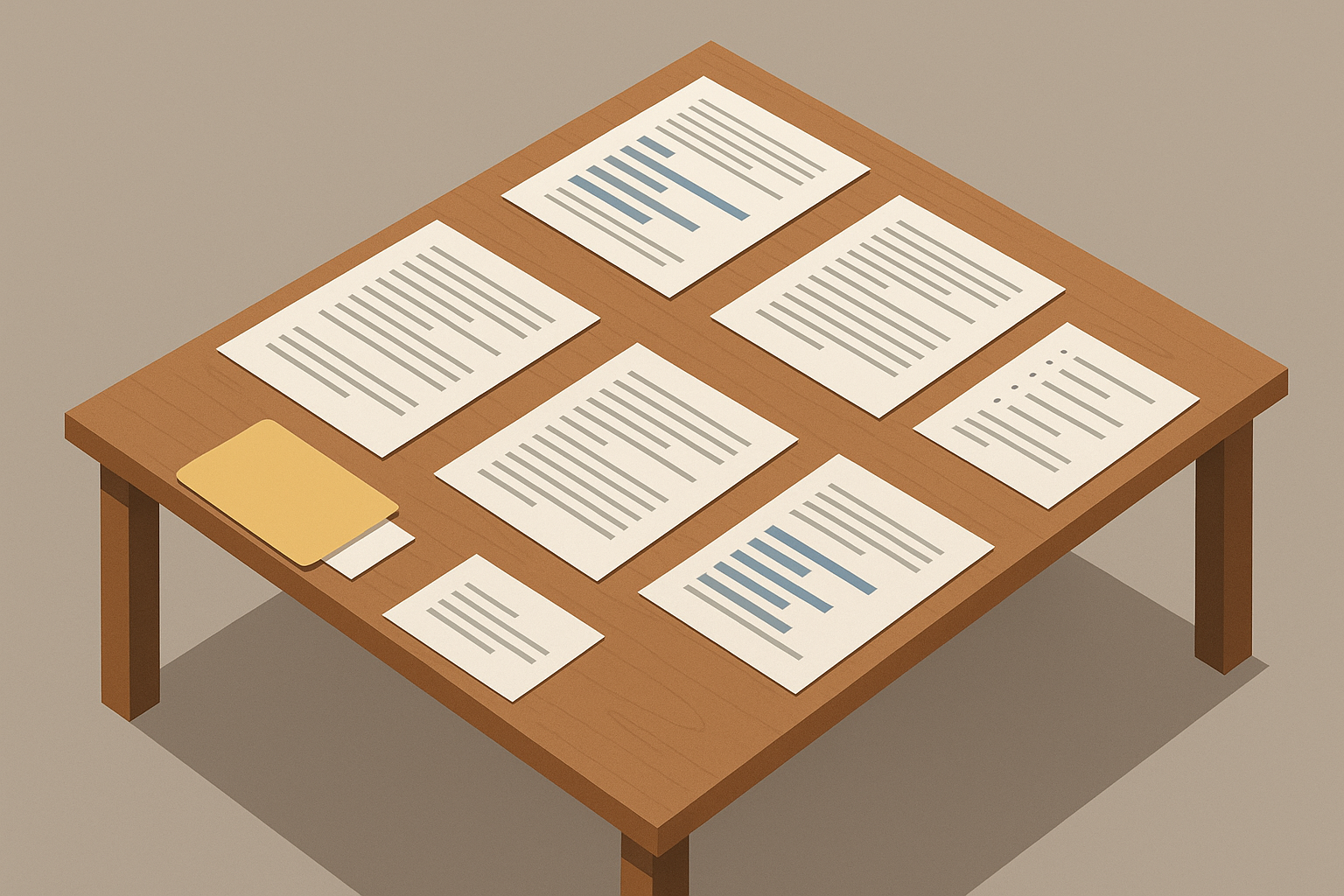 en tabell med dokumentasjon på