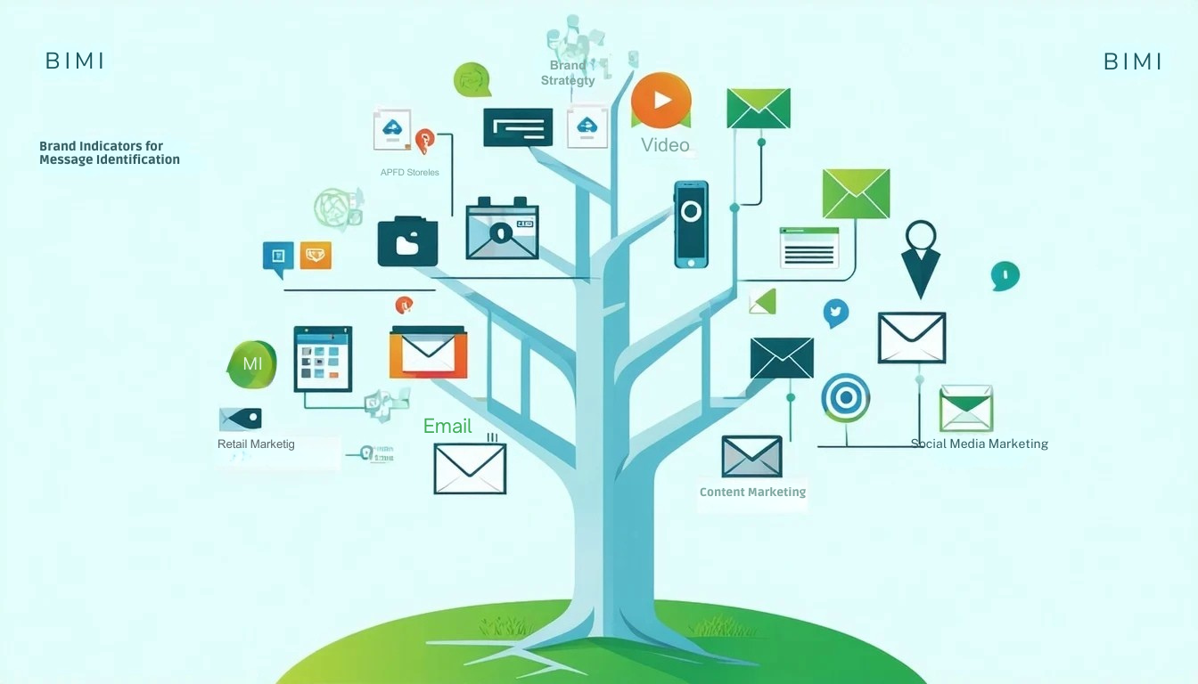 BIMI, eller Brand Indicators for Message Identification, fungerer som grunnstammen i et markedsføringsstrategitre som gir et robust rammeverk for merkevaregjenkjenning og tillit i digital kommunikasjon.